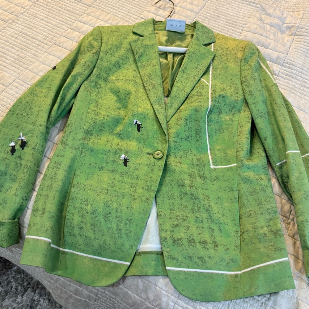 Green Blazer with White Accents